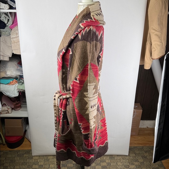 Ralph Lauren Women’s XXL Hand Knit Tribal Shawl Cardigan Sweater NWT Belted - Picture 6 of 8